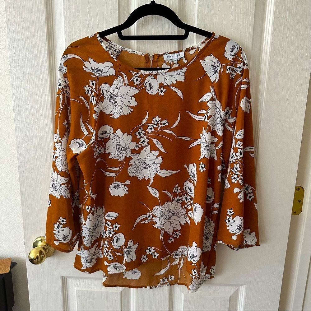 Mustard crew neck blouse with zipper back , Stitch Fix, women’s size medium